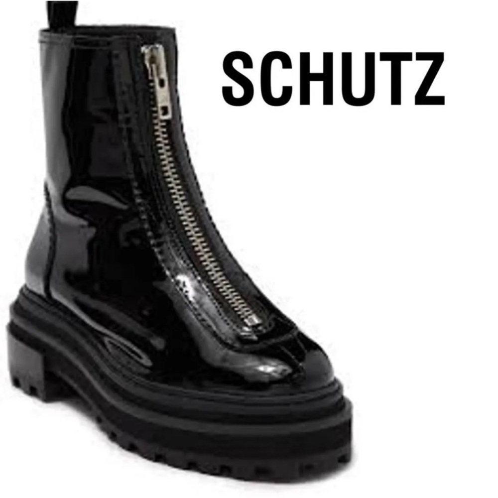 Schutz Maryele Patent Leather Combat Boots women's size 10